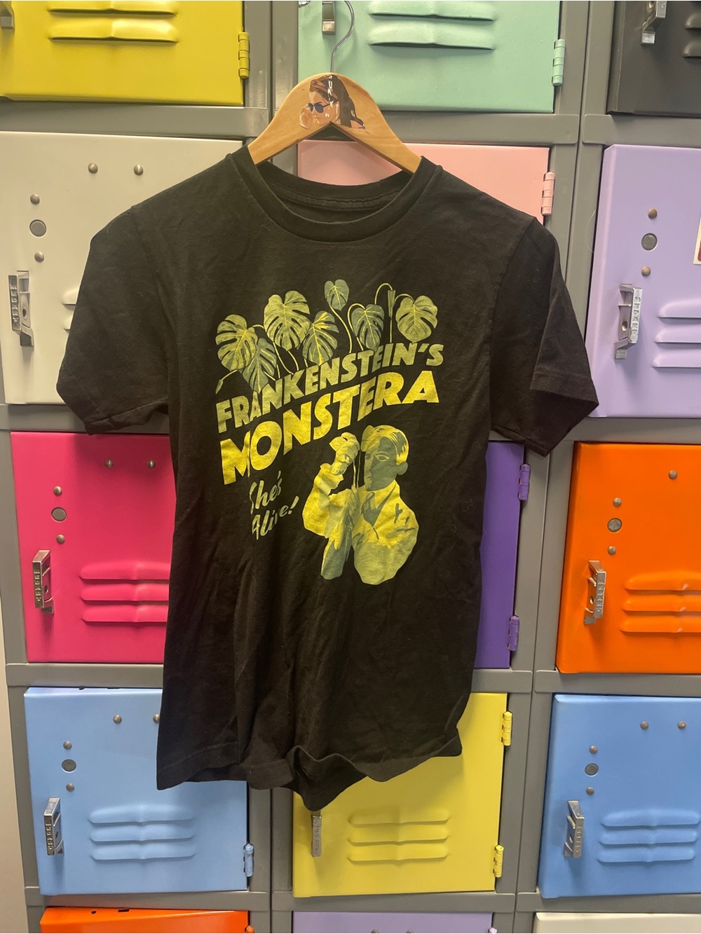 Men’s Frankenstein's Monstera Graphic Tee - Black & Yellow, S